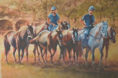 COOLING THE HORSES - 29 X 36 - WATERCOLOR - $800