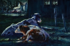 COWS IN THE MOO LIGHT #3 - 22 X 29 - WATERCOLOR - $400