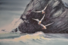 GULLS IN THE SURF - 22 X 29 - WATERCOLOR - $400