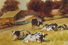 HOLSTEINS ENJOYING THE SUN - 29 X 36 - WATERCOLOR - $500