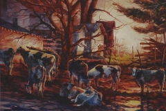 MORNING COWS - 29 X 36 - WATERCOLOR - $400