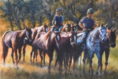 POLO PONIES - 29 X 36 - WATERCOLOR - $2000