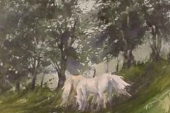WHITE HORSES - 22 X 18 - WATERCOLOR - $200