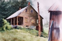 CABIN - 22 X 18 - WATERCOLOR - $400