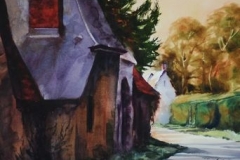 FRANCE, AROUND THE CORNER - 22 X 29 - WATERCOLOR - $300