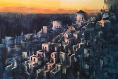 HILLSIDE-SANTORINI-22-X-29-WATERCOLOR-500