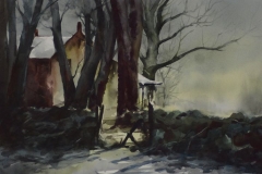 HOUSE AND WALL - 29 X 36 - WATERCOLOR - $400