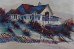 OBX BEACH HOUSE - 18 X 22 - WATERCOLOR - $350