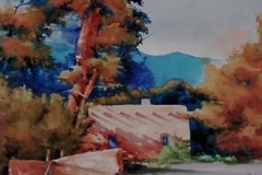 SANTA FE ADOBE - 22 X 29 - WATERCOLOR - $400