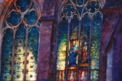STAINED GLASS - 29 X 36 - WATERCOLOR - $500