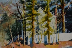 THE WHITE FENCE - 18 X 22 - WATERCOLOR - $400