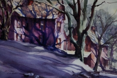 WINTER SHADOWS - 18 X 22 - WATERCOLOR - $300