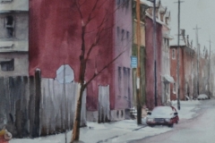 WINTER STREET - 22 X 29 - WATERCOLOR - $350