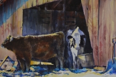 AT THE BARN - 22 X 29 - WATERCOLOR - $300