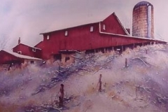 BARN ON THE RIDGE - 29 X 36 - WATERCOLOR - $400