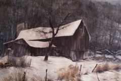 DERELICT BARN IN SNOW - 22 X 29 - WATERCOLOR - $400