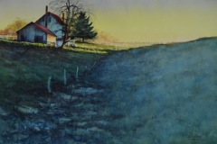 FARM HOUSE AND GARAGE - 22 X 29 - WATERCOLOR - $300