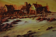 HILL FARM AT SUNSET - 22 X 29 - WATERCOLOR - $400
