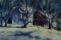 NIGHT ON THE FARM - 29 X 36 - WATERCOLOR - $600