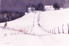 SNOWED IN LANE - 22 X 29 - WATERCOLOR - $400