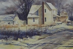 WINTER ON THE FARM - 29 X 36 - WATERCOLOR - $600