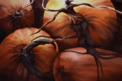 FOUR PUMPKINS - 29 X 36 - WATERCOLOR - $600