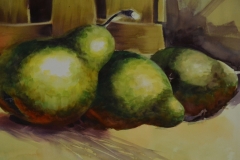 THREE GREEN PEARS - 22 X 29 - WATERCOLOR - $200