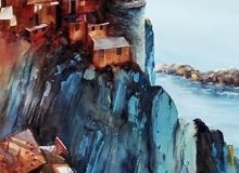 CINQUE TERRA, MANAROLA - 29 X 22 - WATERCOLOR - $500