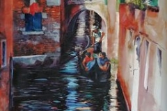 REFLECTIONS ON THE CANAL - 36 X 29 - WATERCOLOR - $600