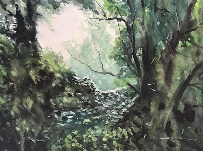 GLISTEN-WATERCOLOR-14X21-MOUNTED-400