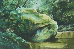 BIG ROCK ON SLIPPERY ROCK CREEK - 18 X 22 - WATERCOLOR - $400