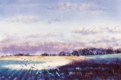 BIRDS IN THE FIELD - 18 X 22 - WATERCOLOR - $300