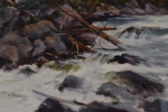 FALLS AND ROCKS - 12 X 16 - OIL - $400