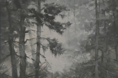 FOGGY PINES - 18 X 22 - WATERCOLOR - $400