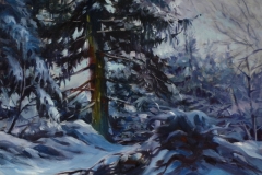 SNOW COVERED PINE - 12 X 16 - OIL - $400