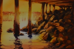 UNDER THE PIER - 18 X 22 - WATERCOLOR - $300