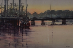 MORNING HARBOR VIEW - 22 X 29 - WATERCOLOR - $400