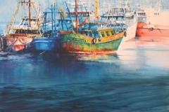 SIRACUSA HARBOR - 29 X 36 - WATERCOLOR - $2000