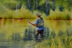 FISHING - 18 X 22 - WATERCOLOR - $300