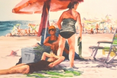 ON THE BEACH - 18 X 22 - WATERCOLOR - $300