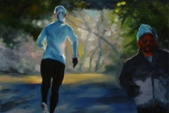 THE JOGGERS - 14 X 11 - OIL - $400