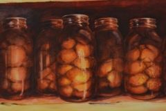 CANNED PEACHES - 20 X 36 - WATERCOLOR - $600