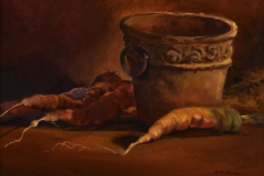 CARROTS AND POT - 9 X 12 - OIL - $400