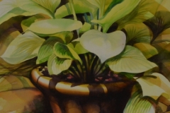 POTTED GREEN LEAF PLANT - 36 X 29 - WATERCOLOR - $400