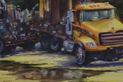 BIG TRUCKS - 18 X 22 - WATERCOLOR - $200