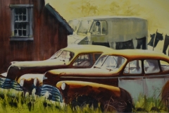 OLD CARS - 22 X 29 - WATERCOLOR - $300